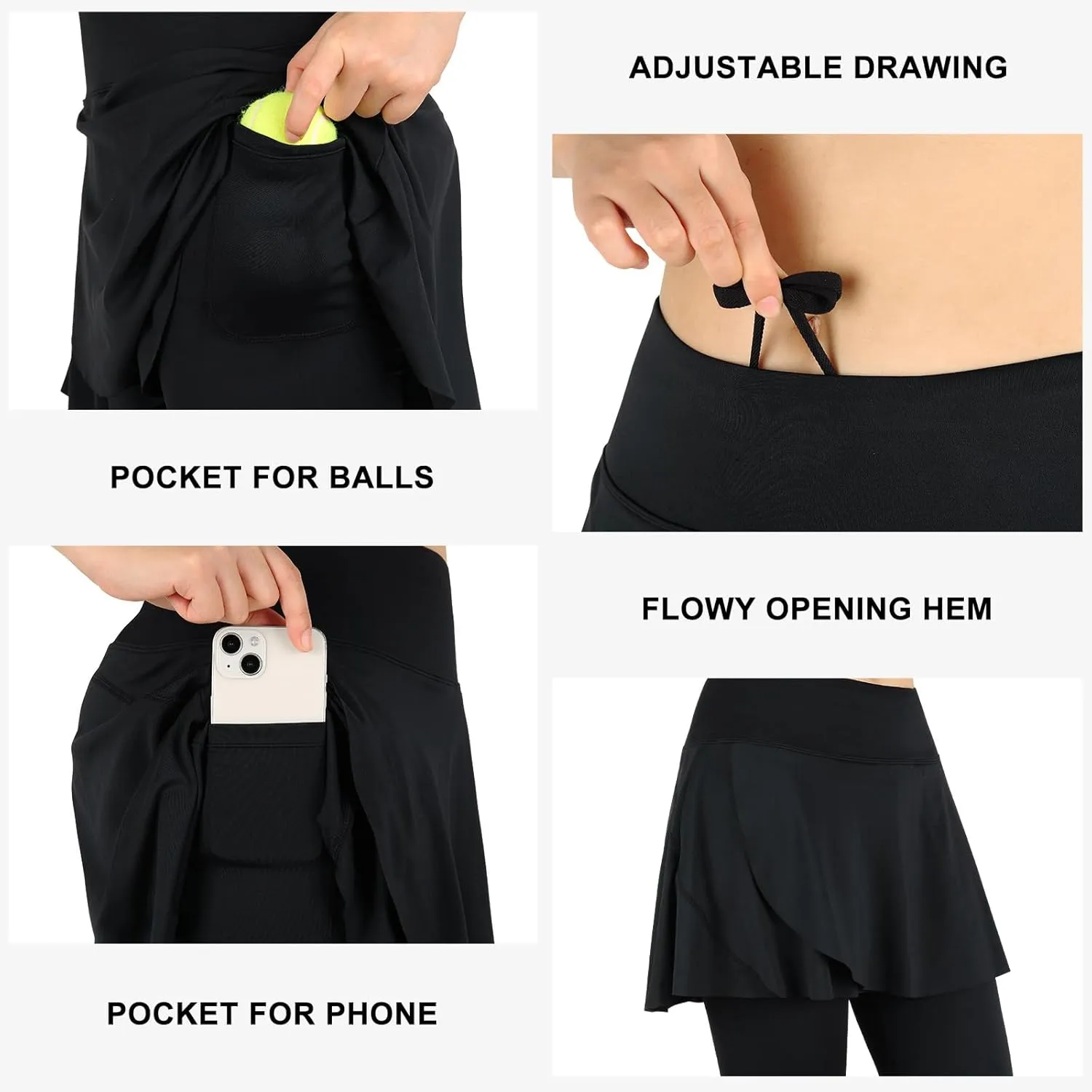 ANIVIVO Skirted Leggings for Women with Pockets, Tennis Yoga Pleated Skirt with Leggings