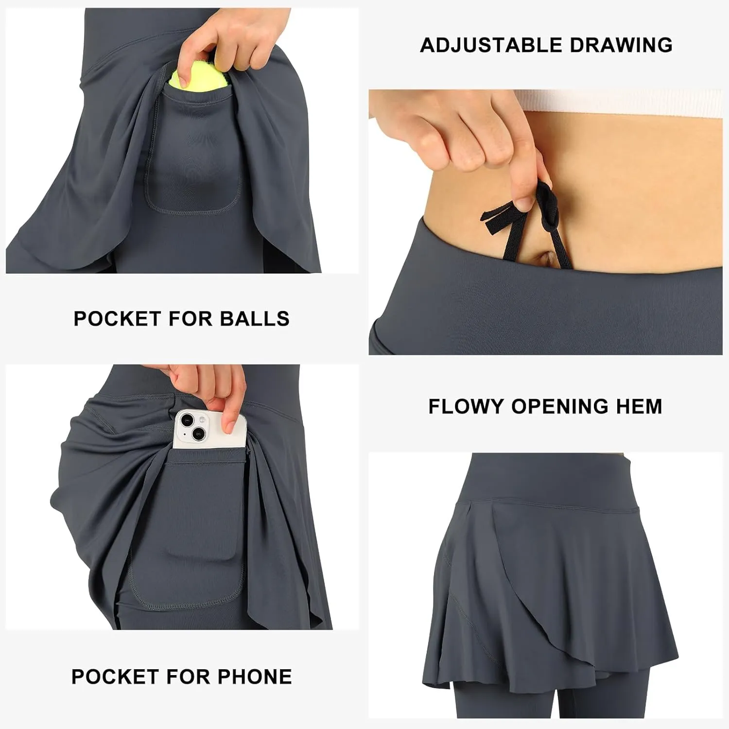 ANIVIVO Skirted Leggings for Women with Pockets, Tennis Yoga Pleated Skirt with Leggings