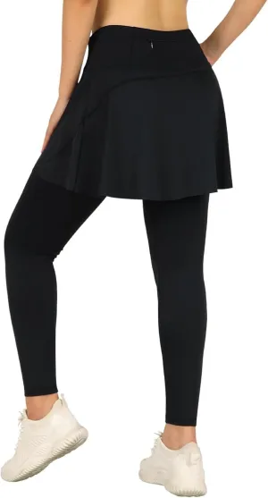 ANIVIVO Skirted Leggings for Women with Pockets, Tennis Yoga Pleated Skirt with Leggings