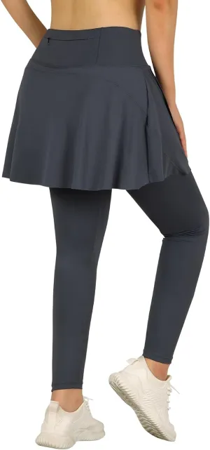 ANIVIVO Skirted Leggings for Women with Pockets, Tennis Yoga Pleated Skirt with Leggings