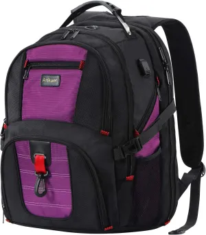 ANKUER Extra Large Travel Backpack for Men Women: 17 in Laptop Backpacks for School, Anti Theft TSA Travel Bag with USB Charging Port, Business Computer Bag (Purple)