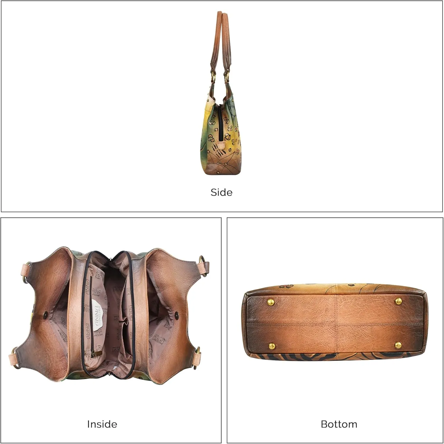 Anna by Anuschka Original Leather Hand-Painted Triple Compartment Medium Satchel