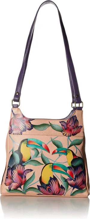 Anna by Anuschka Women Hand Painted Leather Triple Compartment Satchel
