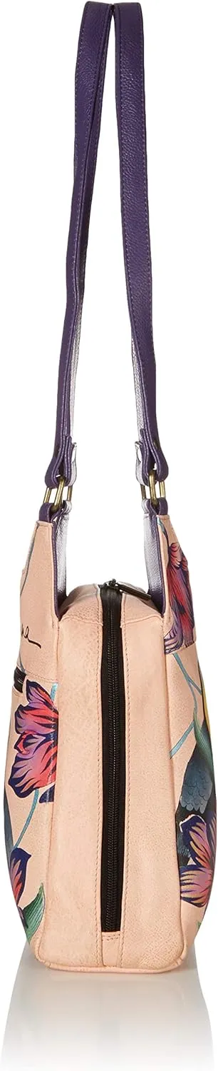 Anna by Anuschka Women Hand Painted Leather Triple Compartment Satchel