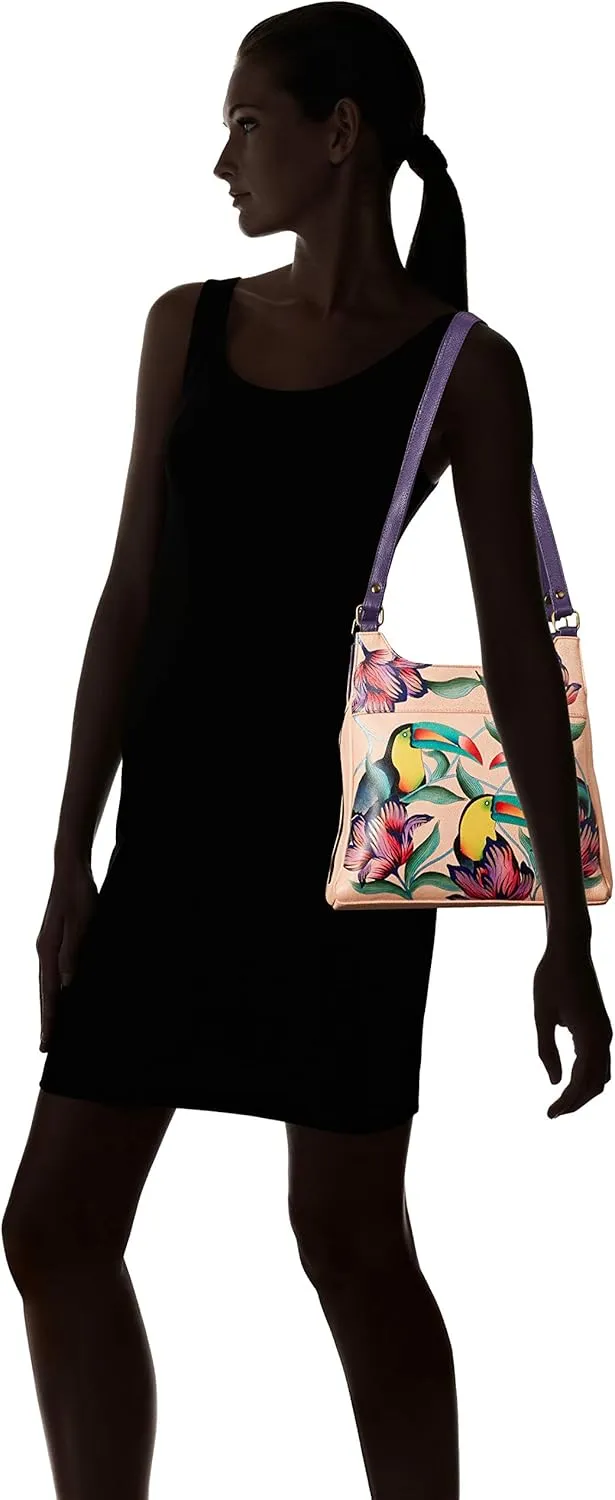 Anna by Anuschka Women Hand Painted Leather Triple Compartment Satchel