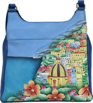 Anna by Anuschka Women Hand Painted Leather Triple Compartment Satchel