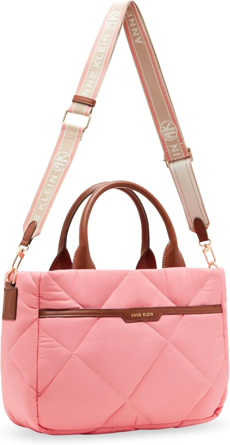 Anne Klein Ew Quilted Nylon Satchel with Pouch and Coin Case