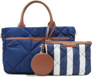 Anne Klein Ew Quilted Nylon Satchel with Pouch and Coin Case