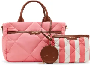 Anne Klein Ew Quilted Nylon Satchel with Pouch and Coin Case