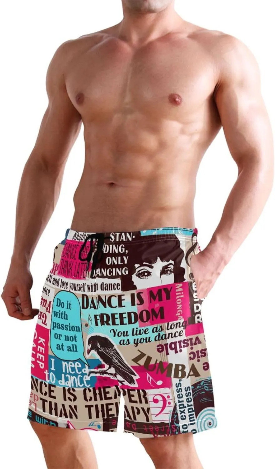 Ant with Leaf Men's Swim Trunks Quick Dry Beach Shorts with Pockets and Mesh Lining