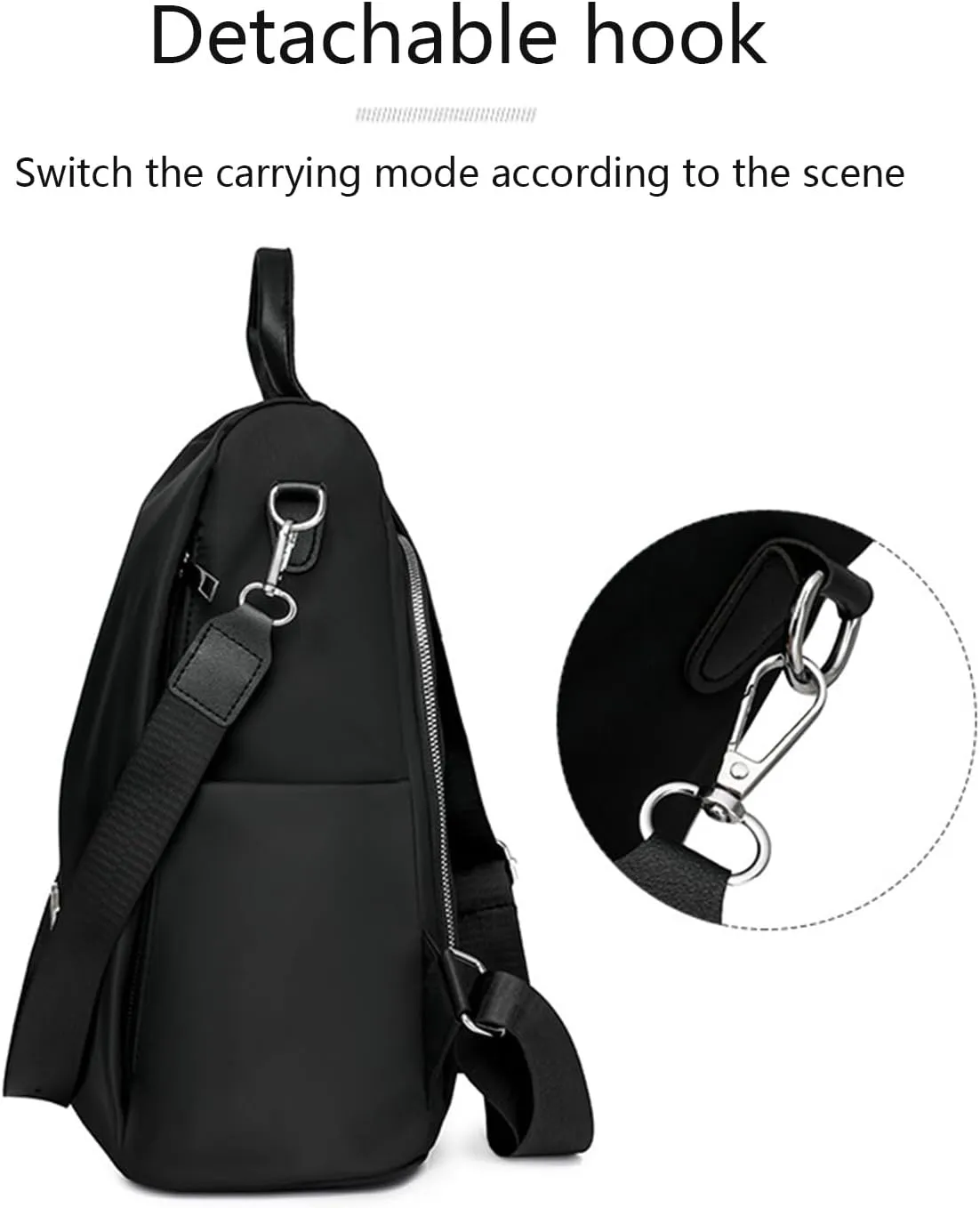 Anti-Theft Large Capacity Backpack, Shoulder Bag for Women, Crossbody Lightweight Lavazza Backpack Bishe Bag (Flash Black)