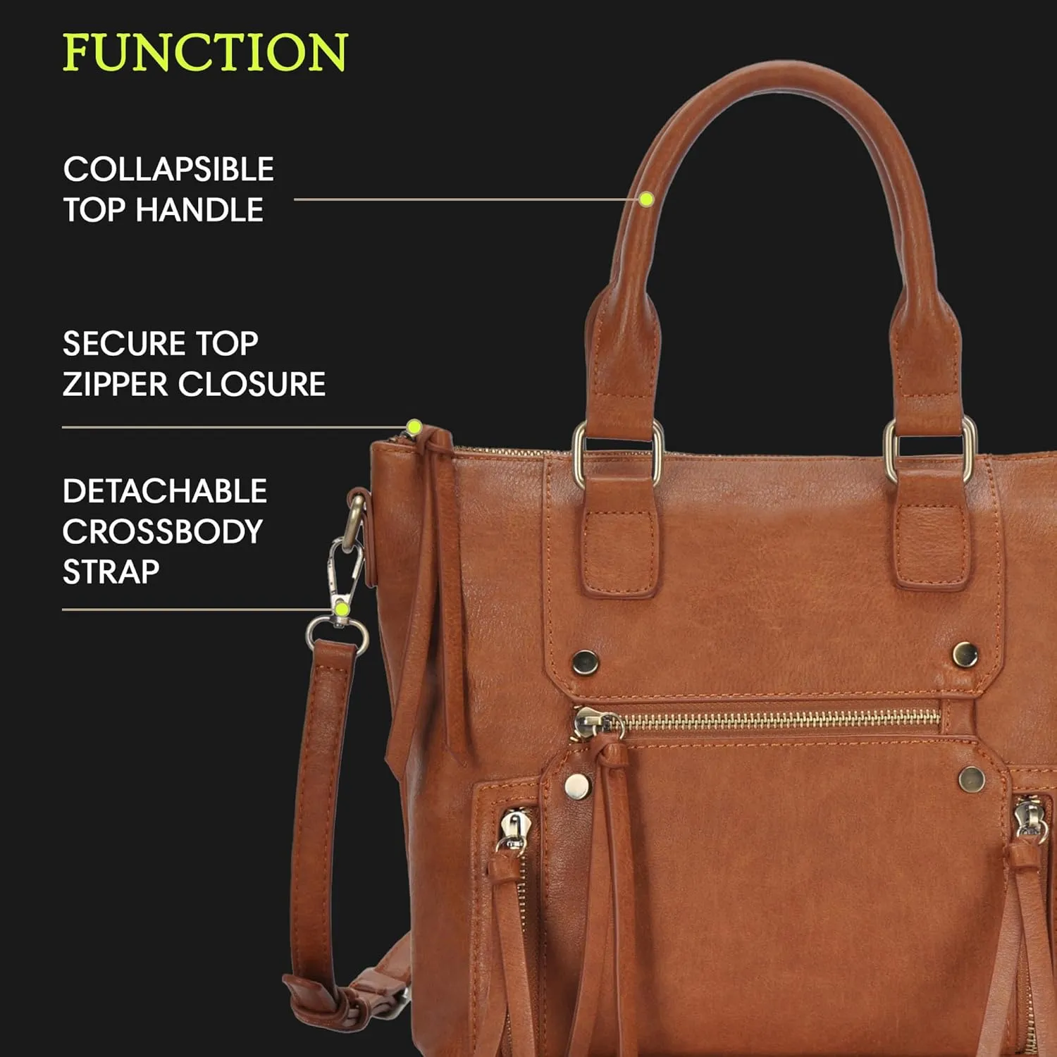 Antik Kraft Clover Satchel | Top Handle Satchel Purse for Women, Vegan Leather Purses and Handbags | 12.5L x 4.5W x 9.5H