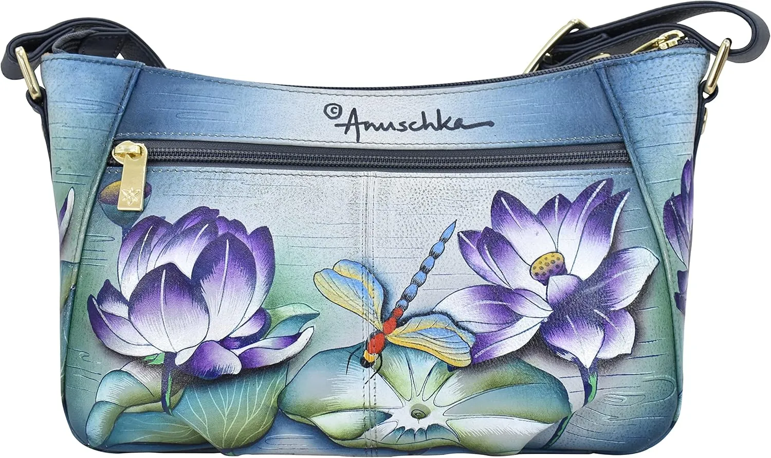 Anuschka Women’s Genuine Leather Shoulder Hobo - Hand Painted Exterior