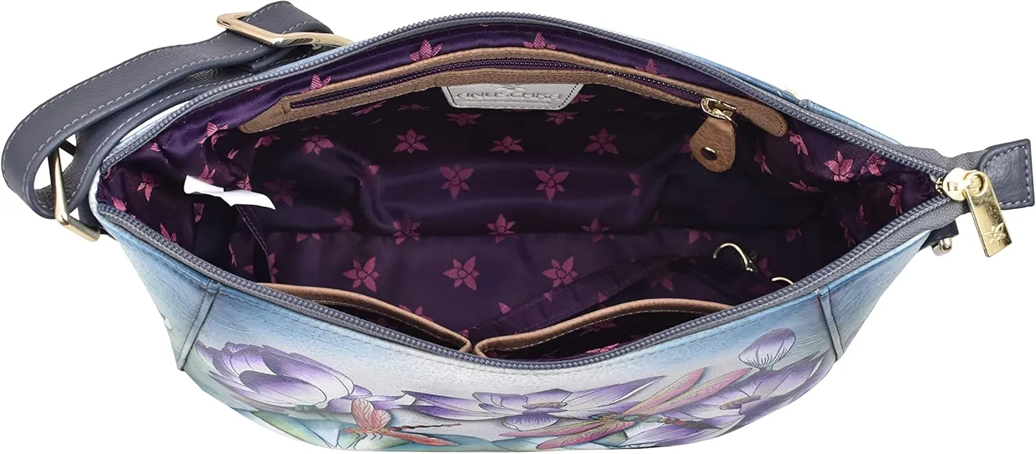 Anuschka Women’s Genuine Leather Shoulder Hobo - Hand Painted Exterior
