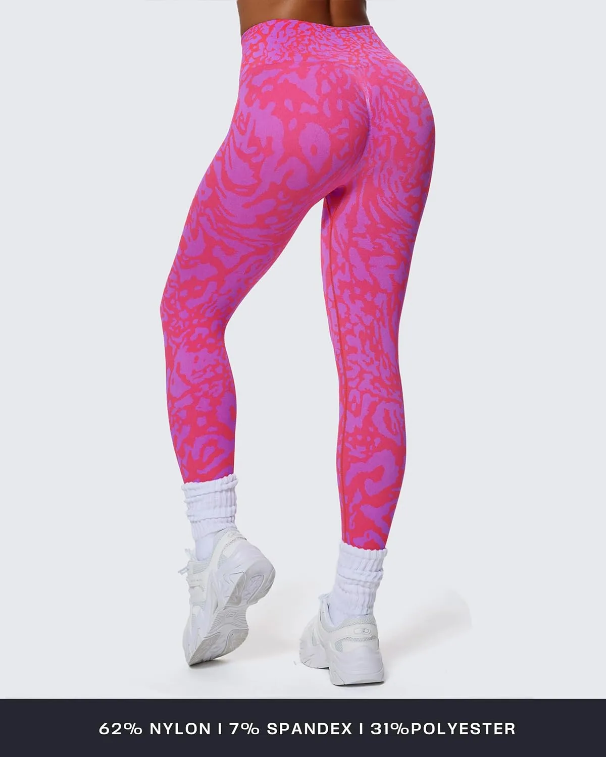 Aoxjox Women's High Waist Seamless Camo Hidden Scrunch Legging Knit Workout Yoga Pants 23"