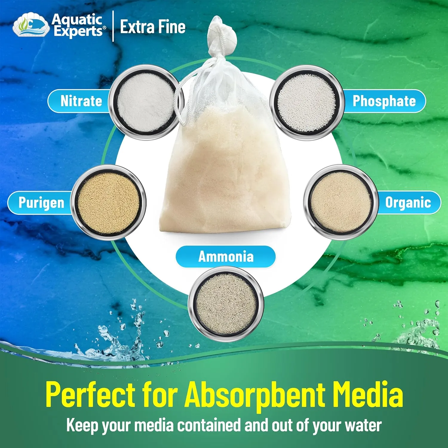 Aquatic Experts Extra Fine Aquarium Media Bag, Durable Drawstring Bags for Fish Tank Filters, 150 Micron Mesh (Extra Fine, 3"x 8" - 4 Pack)
