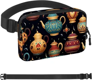 Arabian Tea Kettle Crossbody Fanny Pack, Gifts for Enjoy Sports Festival Workout Traveling Running Casual Hands-Free Wallets Waist Pack Phone Bag, 1.5x9.0x5.9in/4x23x15cm
