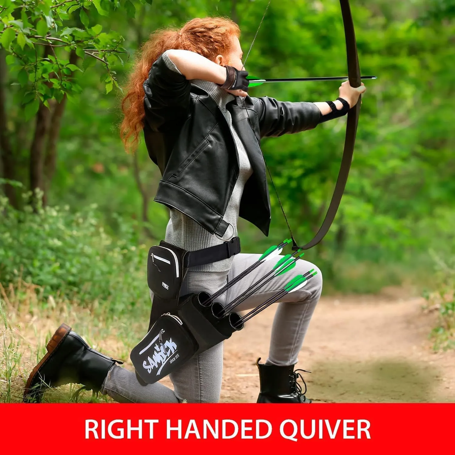 Archery Arrow Quiver - Adjustable Waist Hanged Quiver with 3 Removable Tubes & Pockets for Archery Arrows Case & Equipment - Ideal for Hunting & Target Practice - Right Handed Only