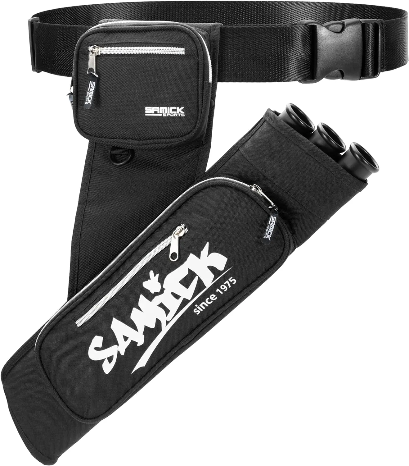 Archery Arrow Quiver - Adjustable Waist Hanged Quiver with 3 Removable Tubes & Pockets for Archery Arrows Case & Equipment - Ideal for Hunting & Target Practice - Right Handed Only