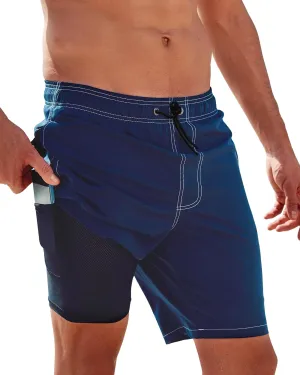 Arcweg Mens Swim Trunks with Compression Liner 9” Men Beach Board 2 in 1 Bathing Suit with Zipper Pockets, Quick Dry