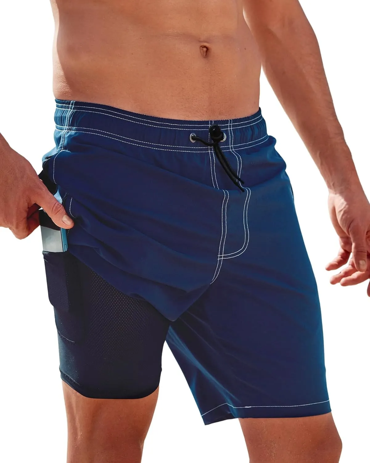 Arcweg Mens Swim Trunks with Compression Liner 9” Men Beach Board 2 in 1 Bathing Suit with Zipper Pockets, Quick Dry