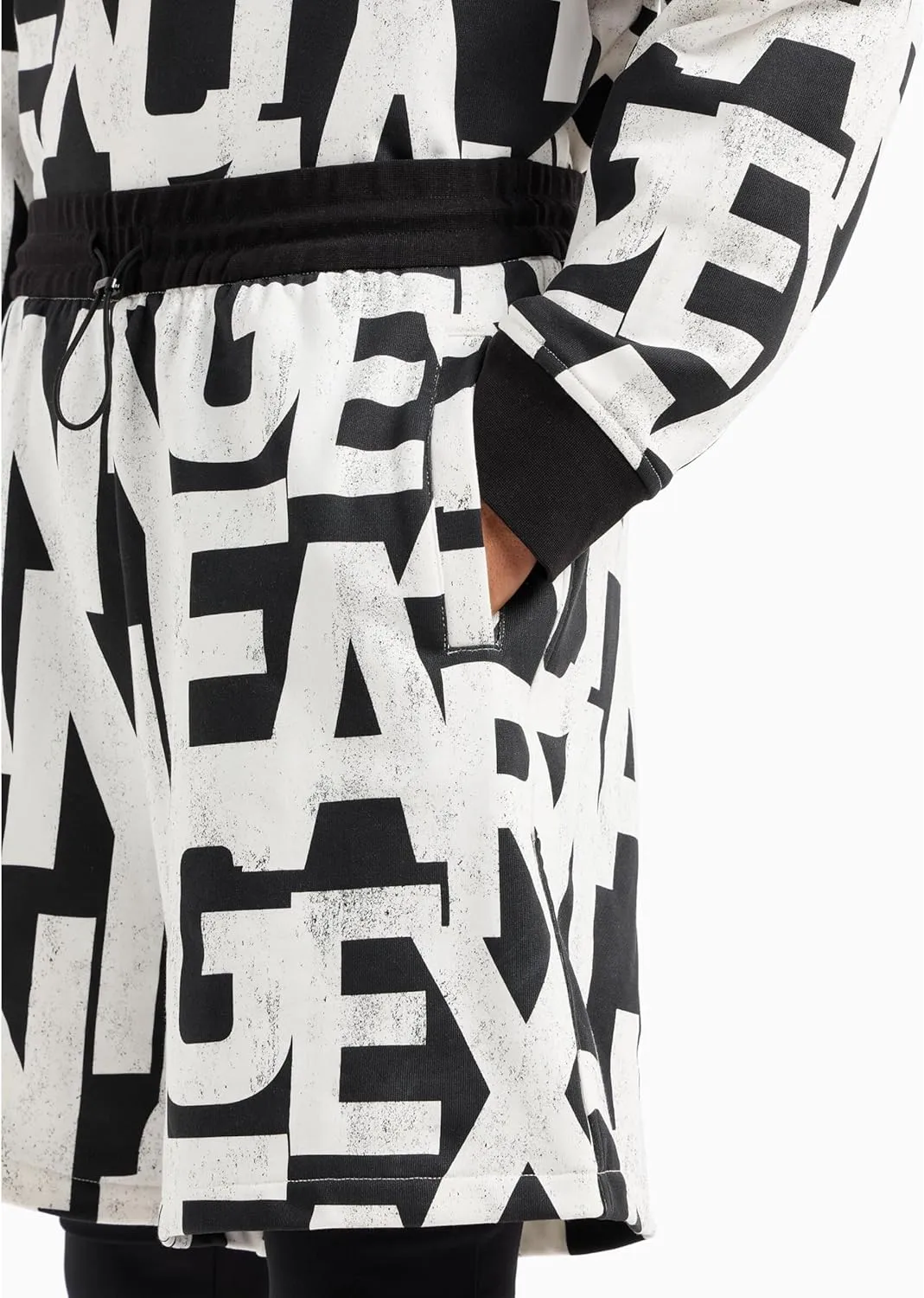 Armani Exchange Men's Cotton French Terry Sweatshort with All Over Block Letter Logo