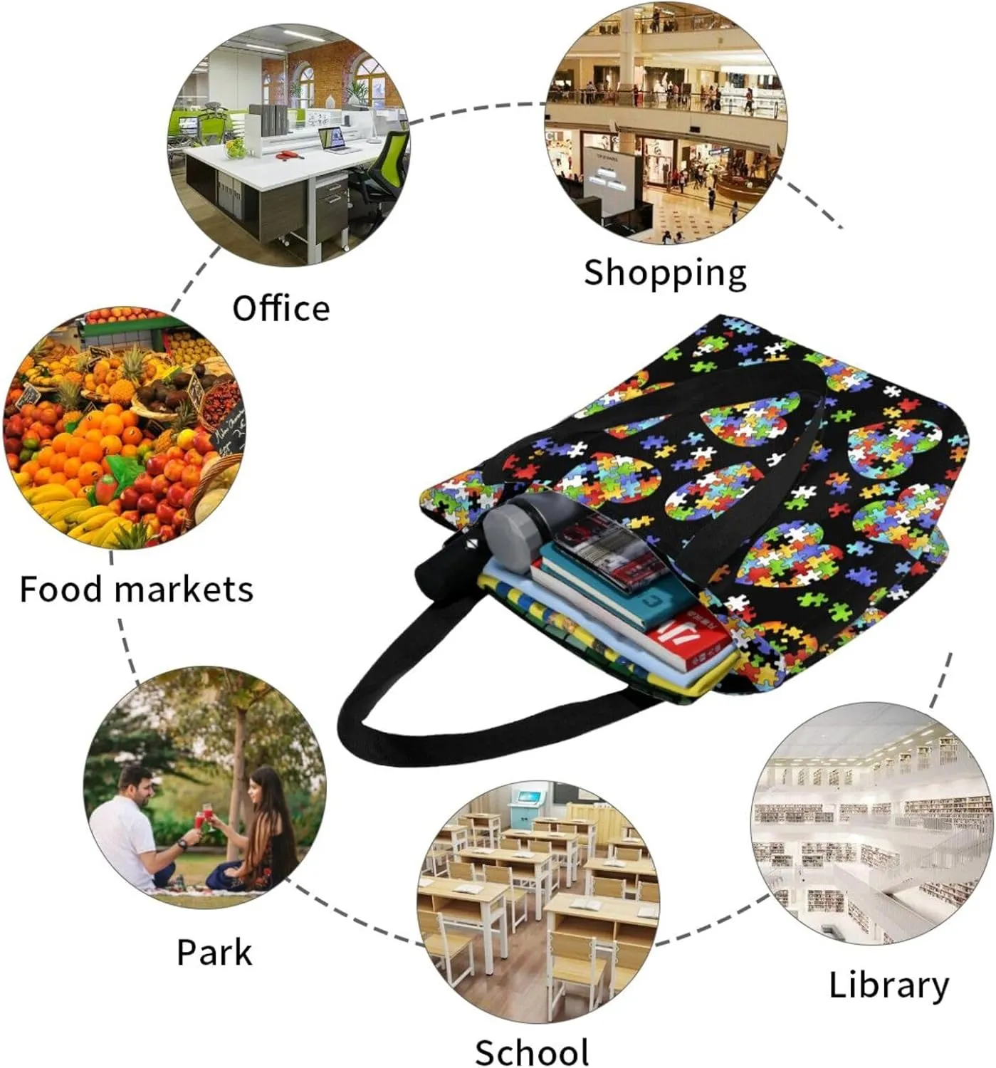 Art Guitar Pattern Print Shoulder Tote Bag Women'S Large Size Handbag Casual Tote Shopping Bag For Women