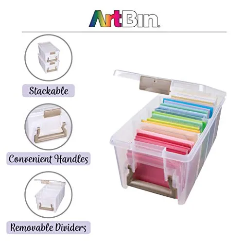 ArtBin 6925AB Semi Satchel with 3 Removable Dividers, Portable Art & Craft Organizer with Handle, [1] Plastic Storage Case, Clear