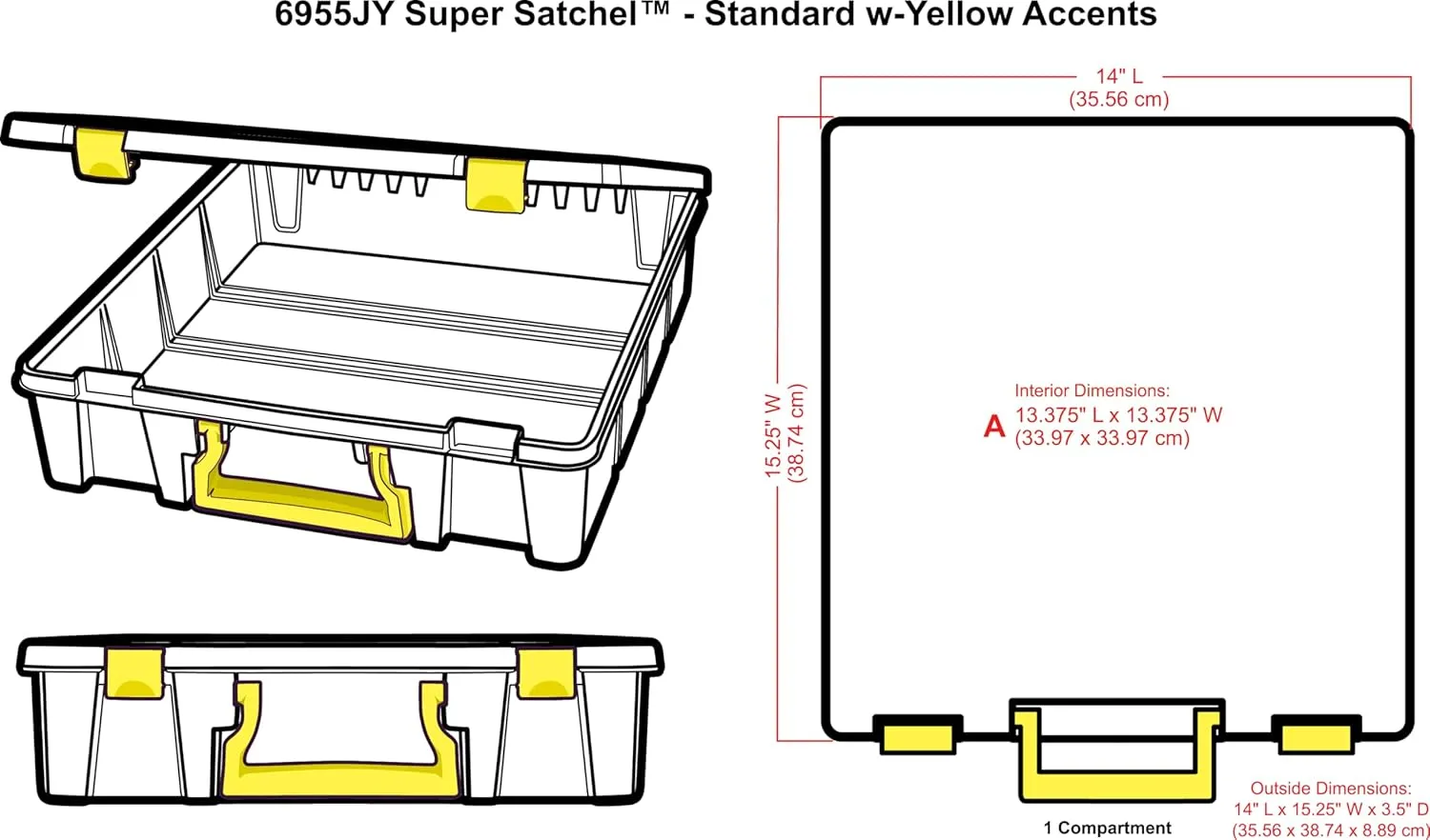 ArtBin 6955JY Super Satchel with Yellow Latches and Handle