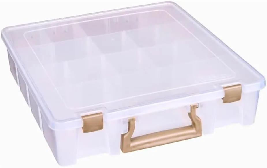ArtBin 9007AB Super Satchel with Removable Dividers, Portable Art & Craft Organizer with Handle, [1] Plastic Storage Case, Clear