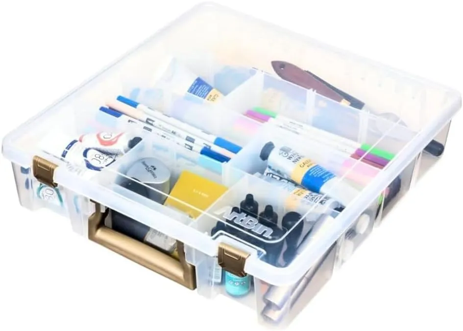 ArtBin 9007AB Super Satchel with Removable Dividers, Portable Art & Craft Organizer with Handle, [1] Plastic Storage Case, Clear
