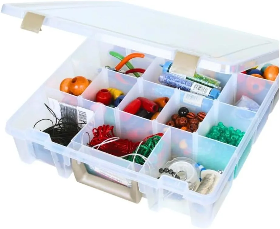 ArtBin 9007AB Super Satchel with Removable Dividers, Portable Art & Craft Organizer with Handle, [1] Plastic Storage Case, Clear