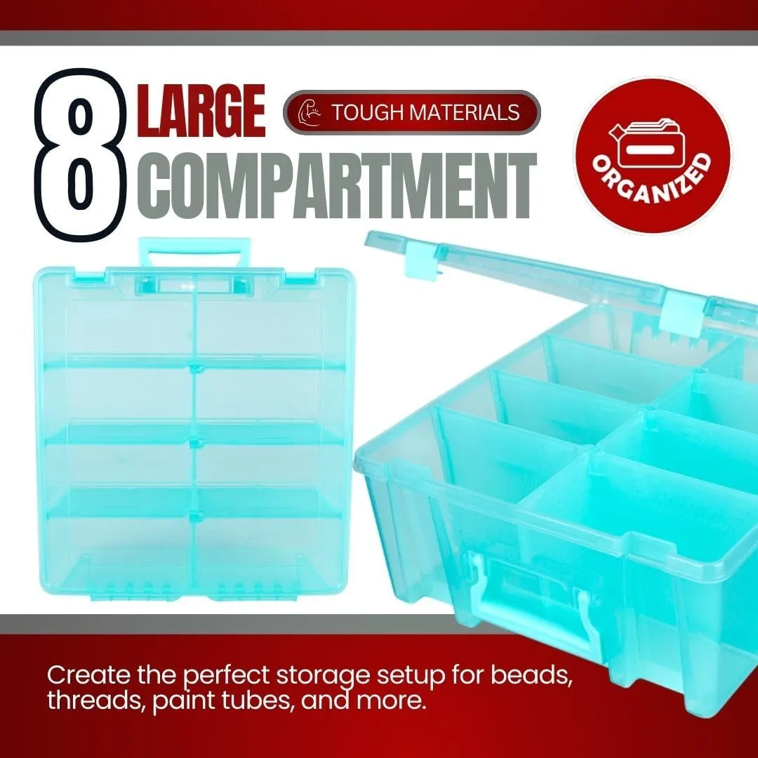 ArtBin Super Satchel Compartment Box - Stackable Durable Art Storage with 8 Removable Compartments, Smart Closure, and Portable Design for Craft Supplies, Threads, Ribbons, Paint Tubes