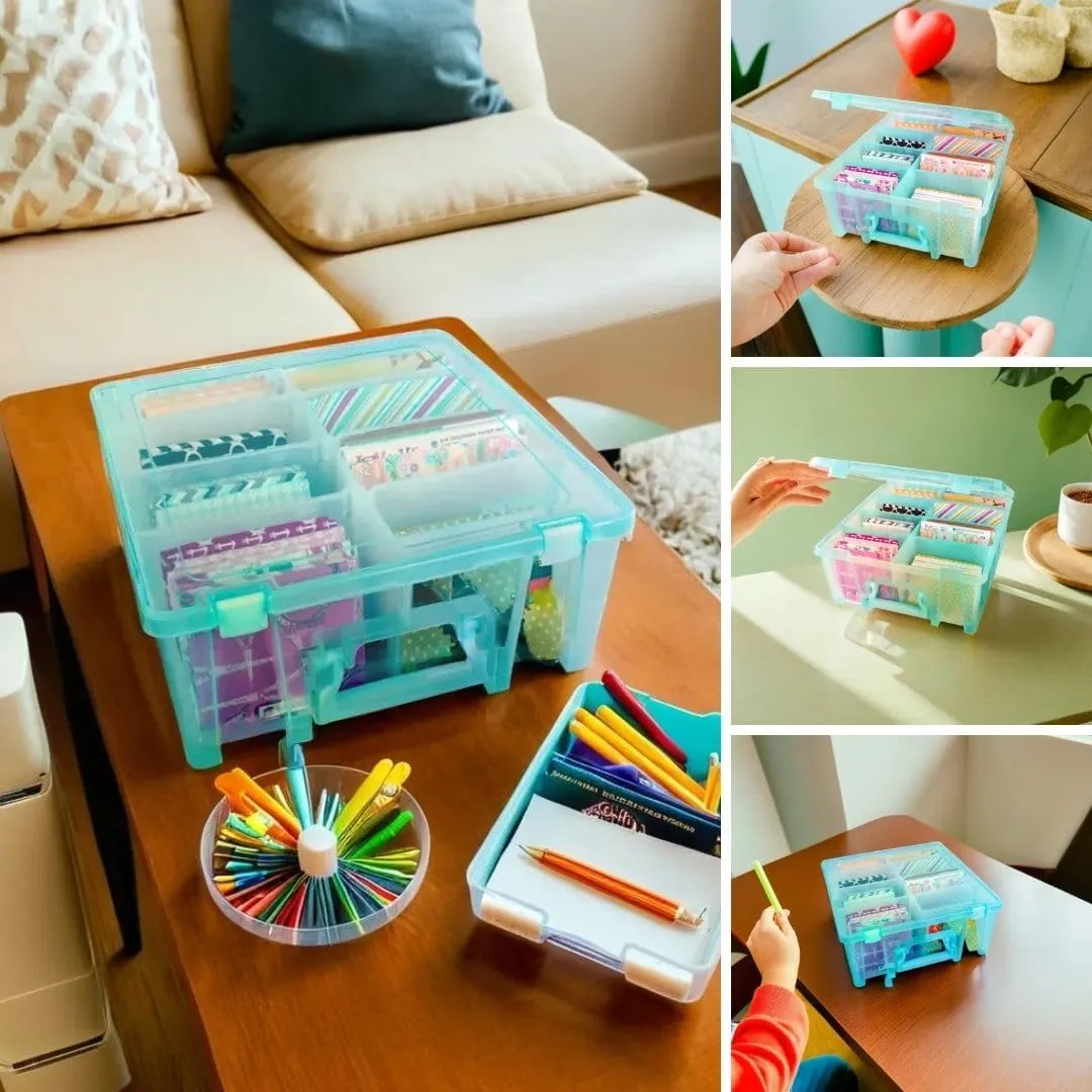 ArtBin Super Satchel Compartment Box - Stackable Durable Art Storage with 8 Removable Compartments, Smart Closure, and Portable Design for Craft Supplies, Threads, Ribbons, Paint Tubes