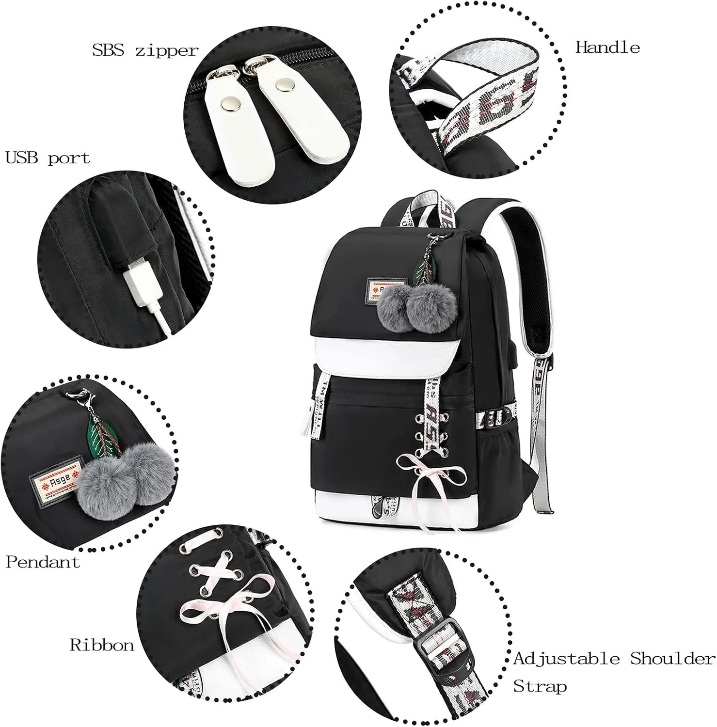 Asge Backpacks for Girls Kids Backpack for School Bookbag for Women Children Back Pack