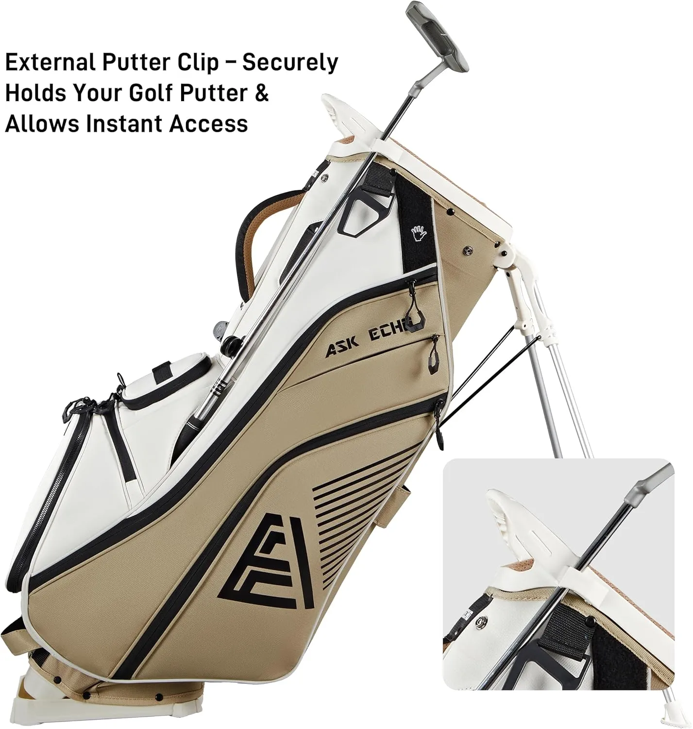 ASK ECHO 2025 Golf ST-14 Hybrid Stand Bag with 14 Way Full Length Dividers & Quick Putter Clip