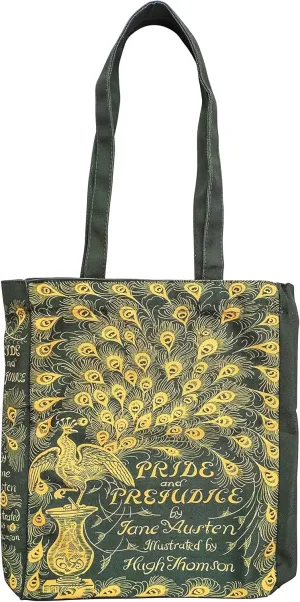 ASVP Shop Pride and Prejudice Tote Bag Book Lover Gift Jane Austen Green 35cm x 28cm
