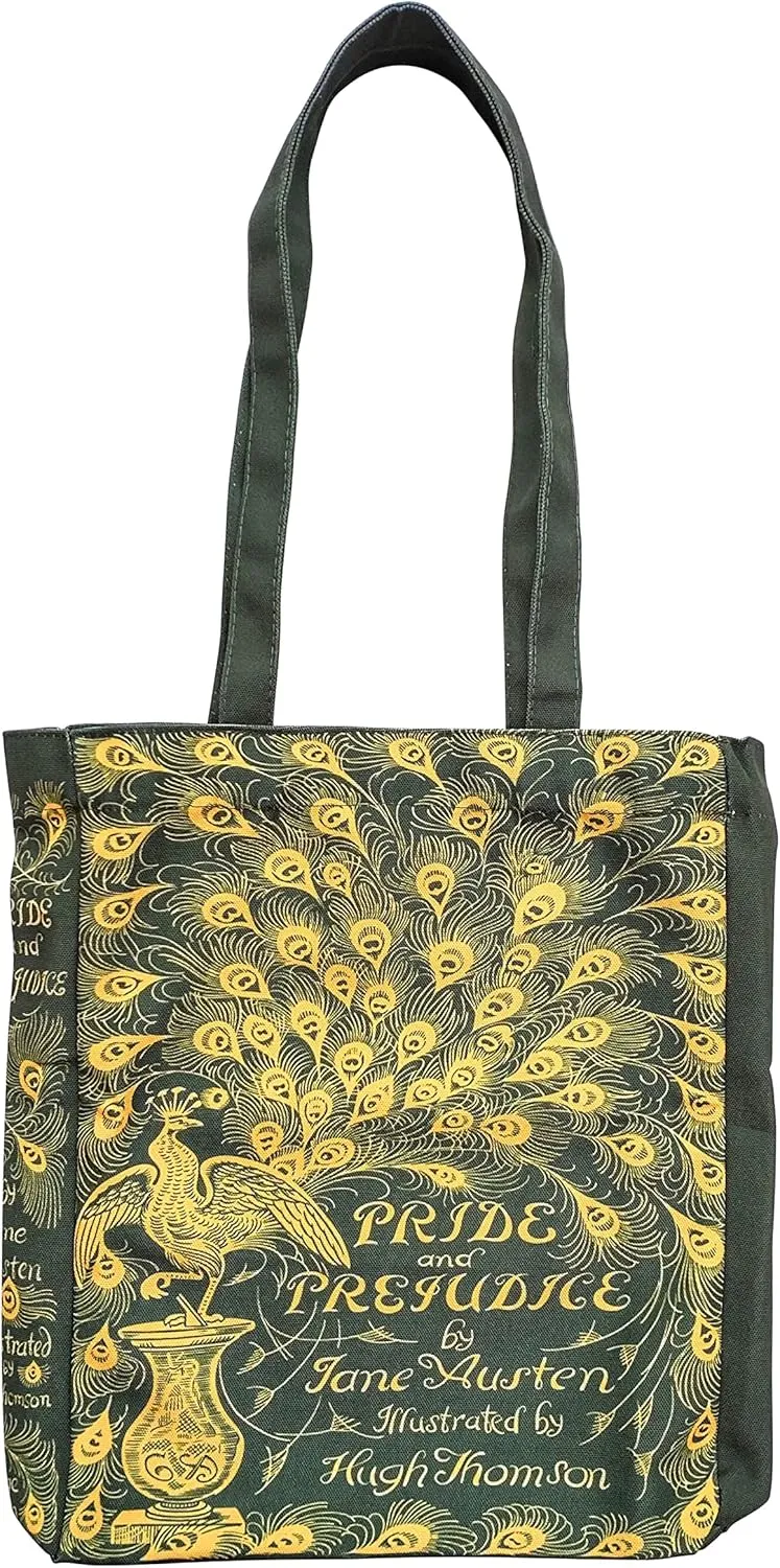 ASVP Shop Pride and Prejudice Tote Bag Book Lover Gift Jane Austen Green 35cm x 28cm