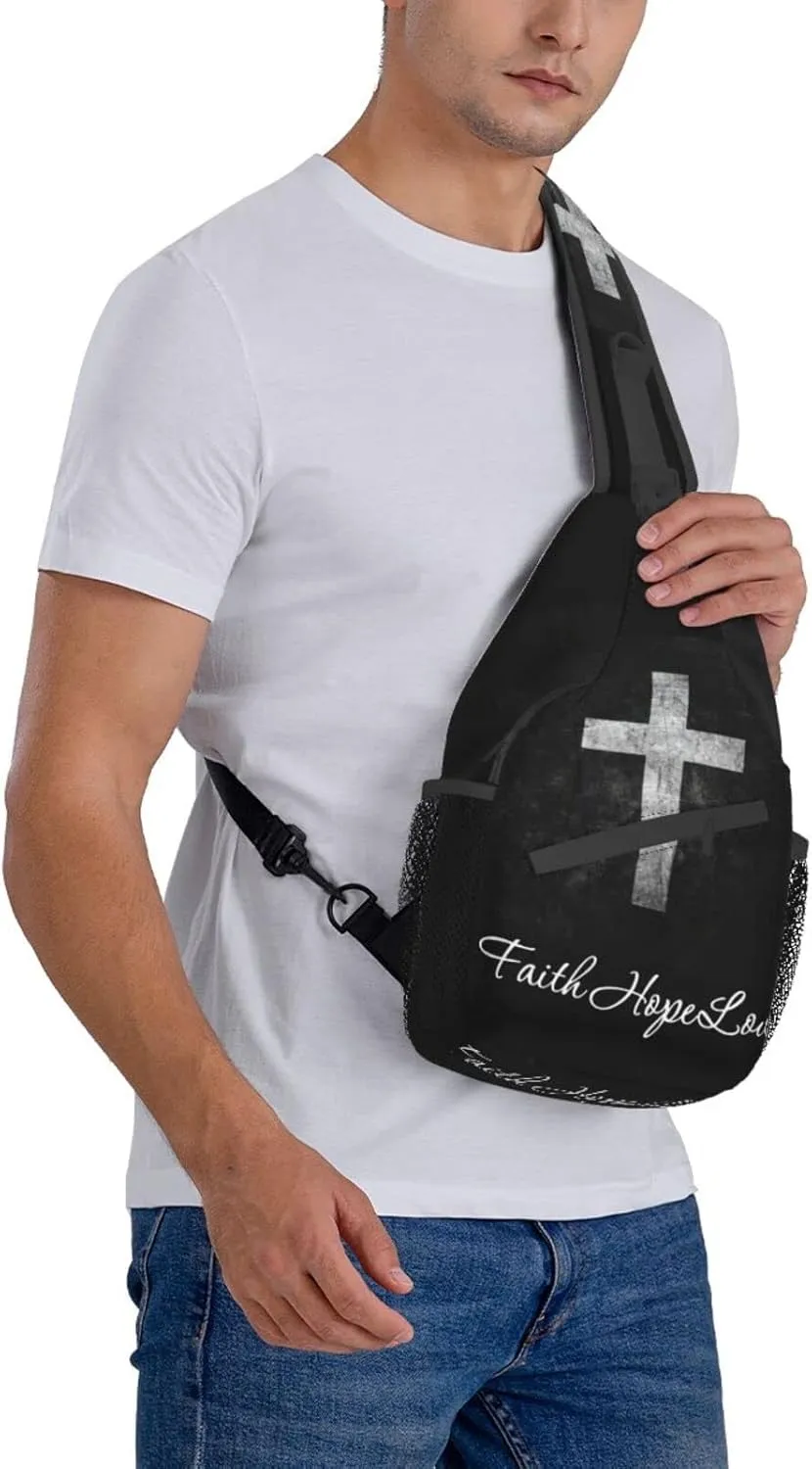 ASYG Christ Bible Sling Bag Crossbody Chest Daypack Casual Backpack Jesus Cross Shoulder Bag CasualDaypacks