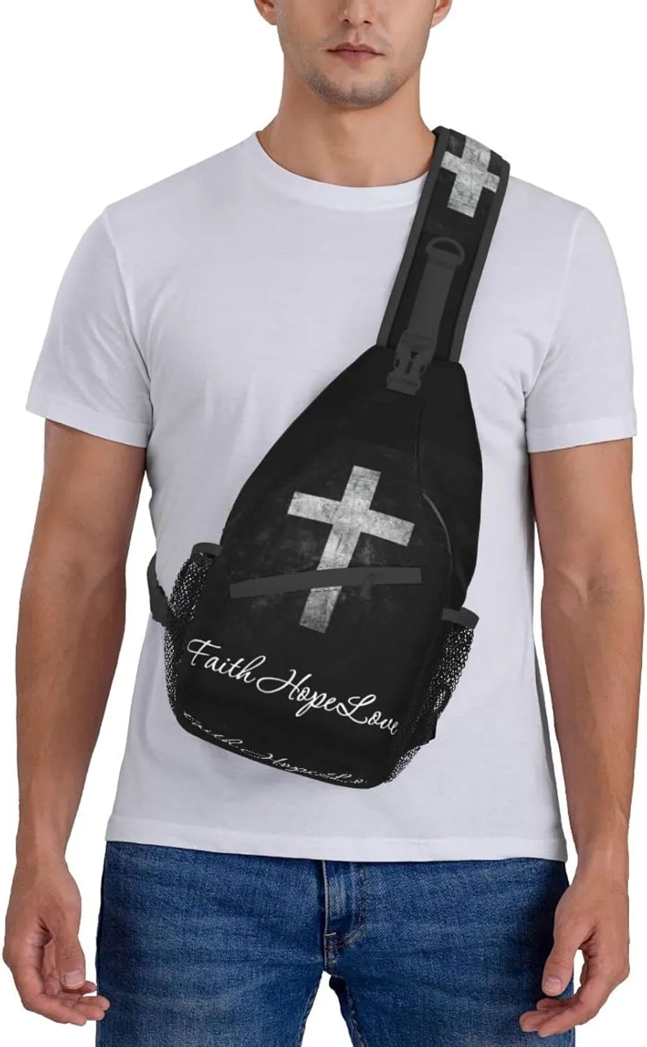 ASYG Christ Bible Sling Bag Crossbody Chest Daypack Casual Backpack Jesus Cross Shoulder Bag CasualDaypacks