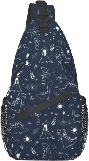 ASYG Cute Dinosaur Sling Bag Dino Crossbody Chest Daypack Casual Backpack Women Shoulder Bag For Travel Picnic