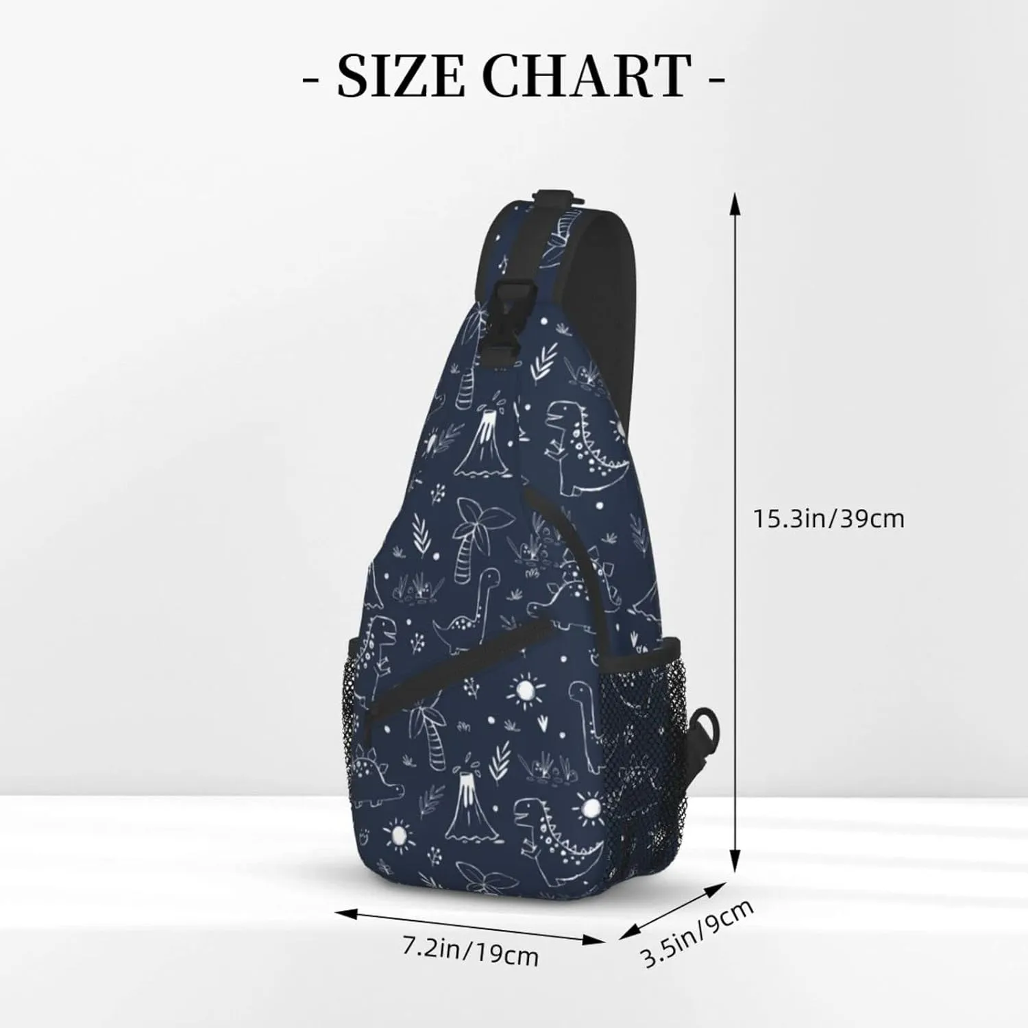 ASYG Cute Dinosaur Sling Bag Dino Crossbody Chest Daypack Casual Backpack Women Shoulder Bag For Travel Picnic