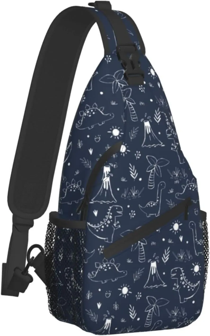 ASYG Cute Dinosaur Sling Bag Dino Crossbody Chest Daypack Casual Backpack Women Shoulder Bag For Travel Picnic