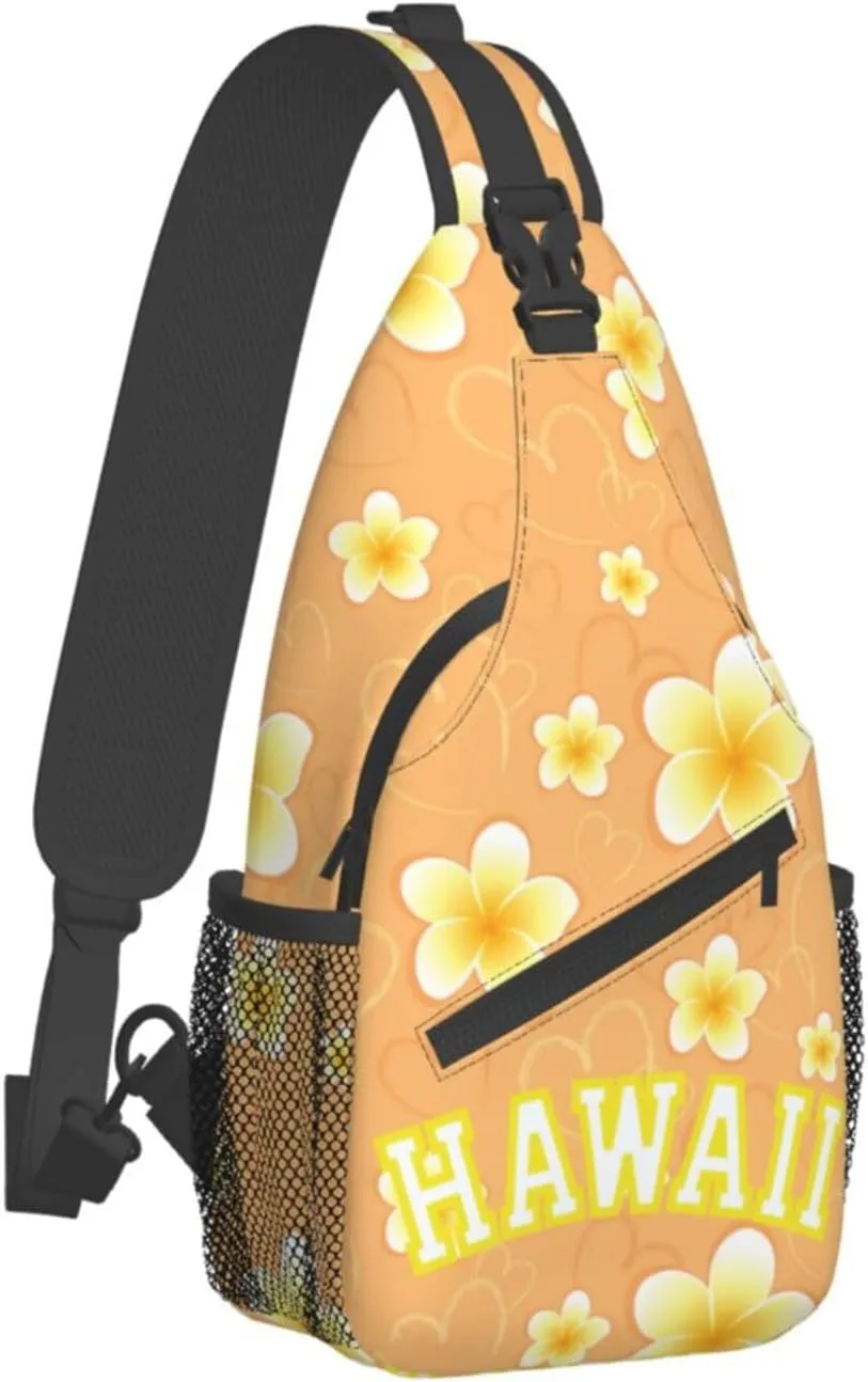ASYG Hawaii Sling Bag Hawaii Flower Crossbody Chest Daypack Casual Backpack Hawaiian Shoulder Bag