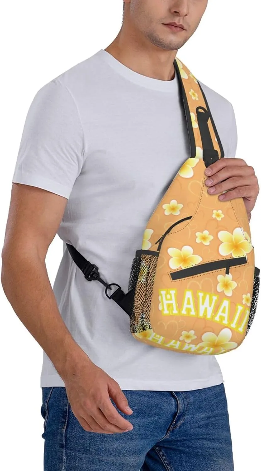 ASYG Hawaii Sling Bag Hawaii Flower Crossbody Chest Daypack Casual Backpack Hawaiian Shoulder Bag