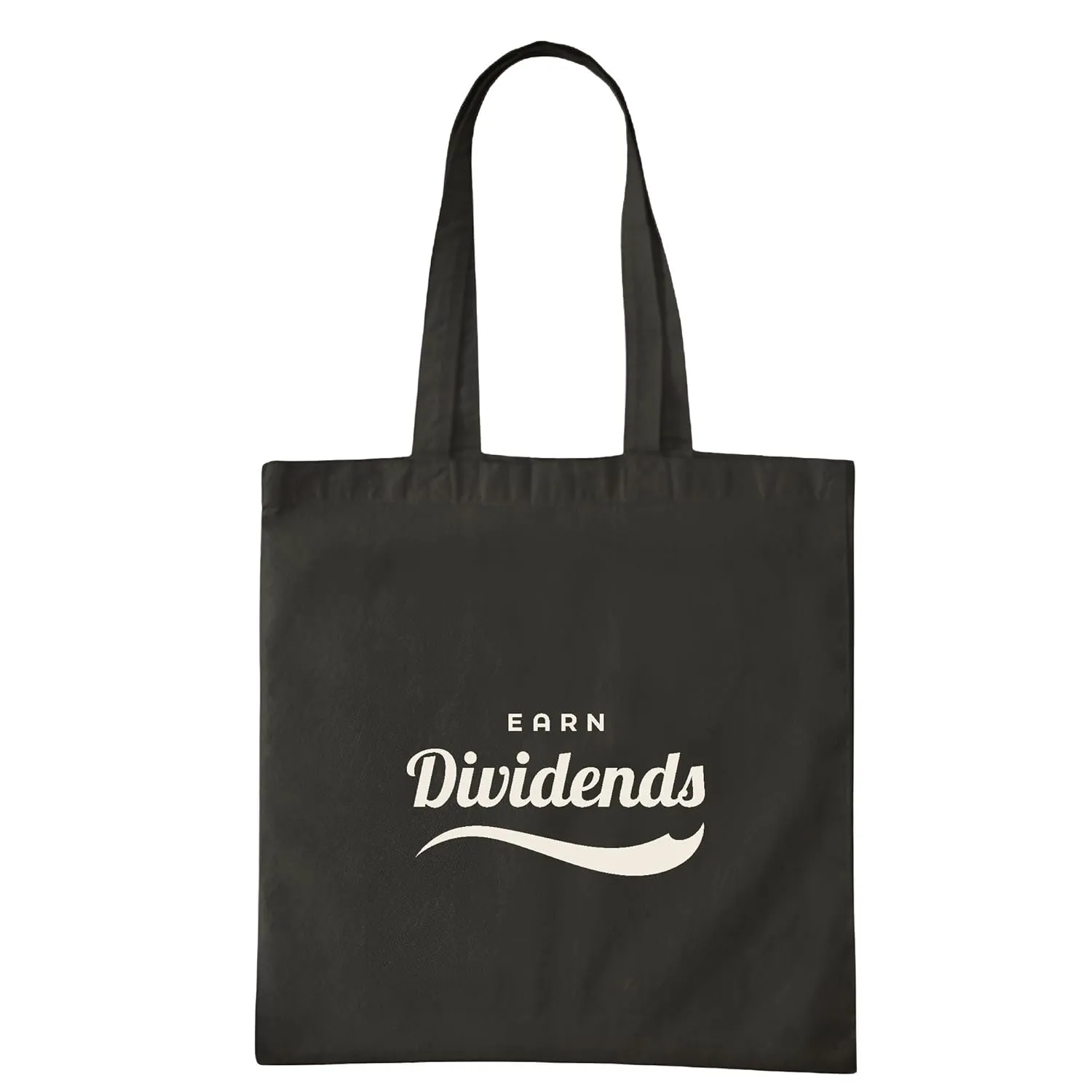Attractive Cursive Design Earn Dividends Gift Idea for Investors and Financiers Navy Black Multicolor Canvas Tote Bag