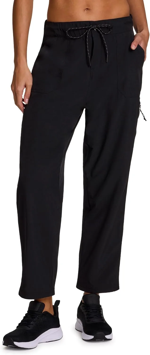 Avalanche Women's Ankle Pant Fleece Lined Hiking Pant with Pockets for Women, Fleece Drawstring Waist Woven Traveler Pant