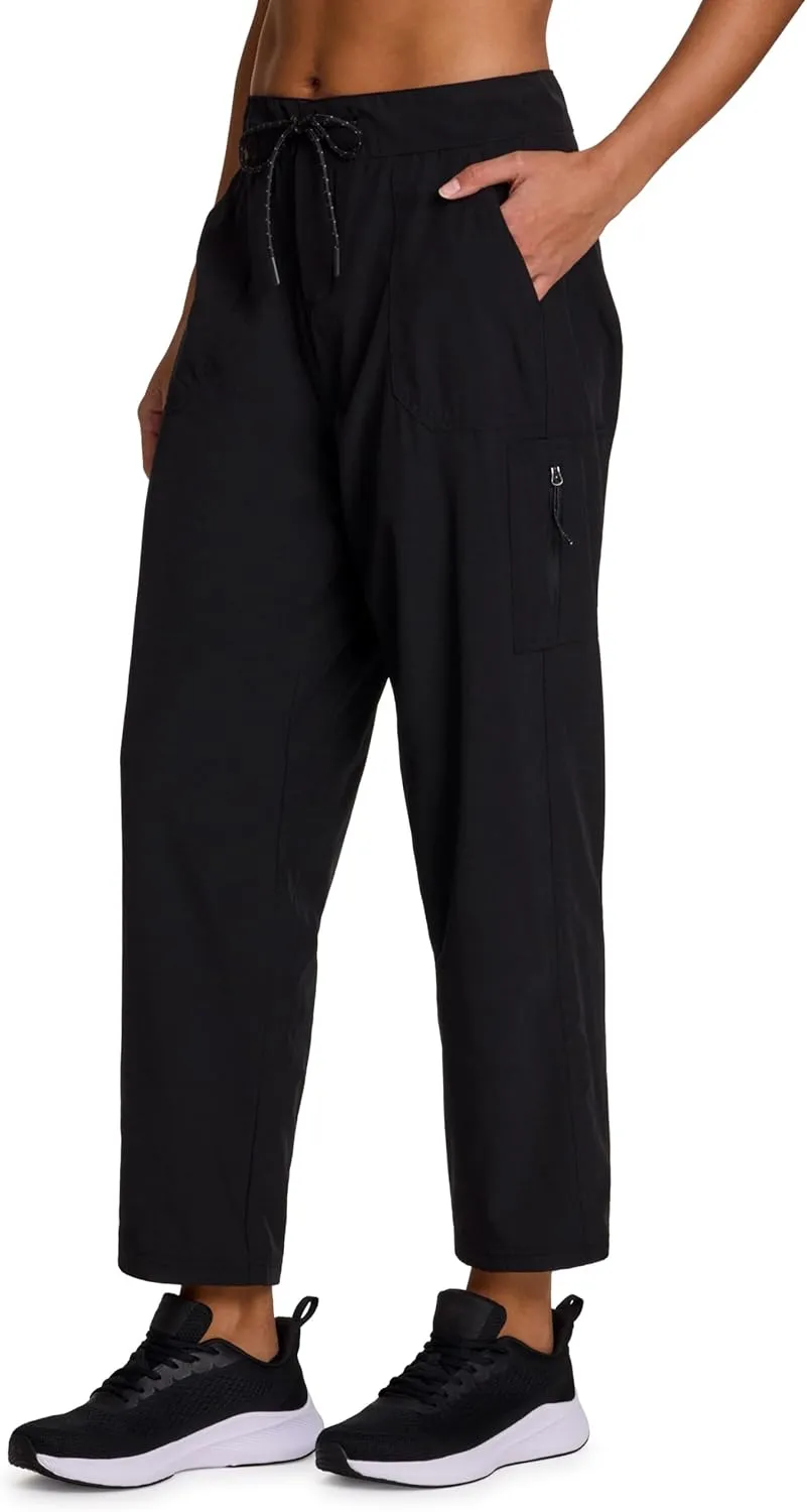 Avalanche Women's Ankle Pant Fleece Lined Hiking Pant with Pockets for Women, Fleece Drawstring Waist Woven Traveler Pant