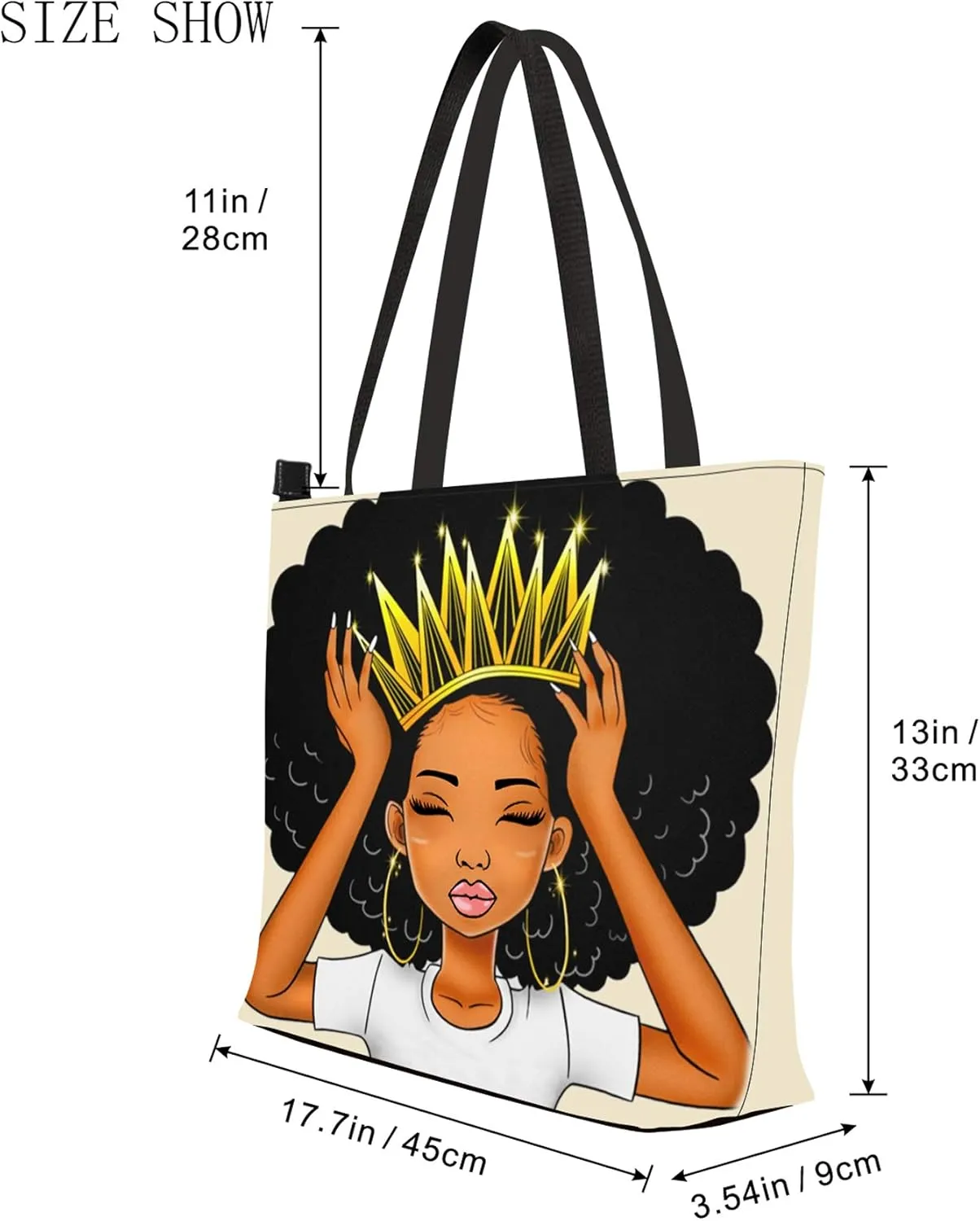 AZPSRT Tote Bag for Women African American Shoulder Handbag Large Capacity Work Fit 15.4 Inch/17.7inch