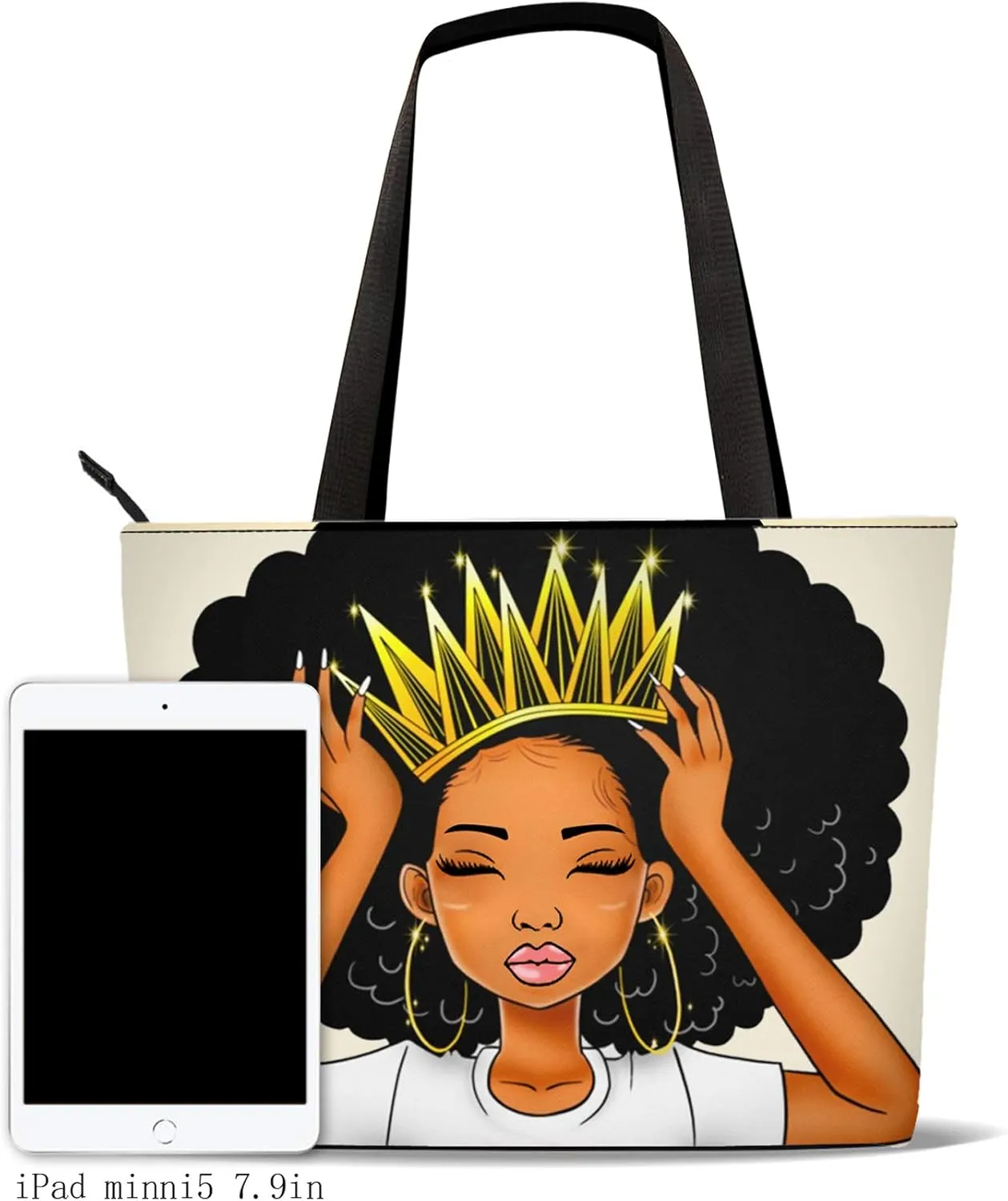 AZPSRT Tote Bag for Women African American Shoulder Handbag Large Capacity Work Fit 15.4 Inch/17.7inch
